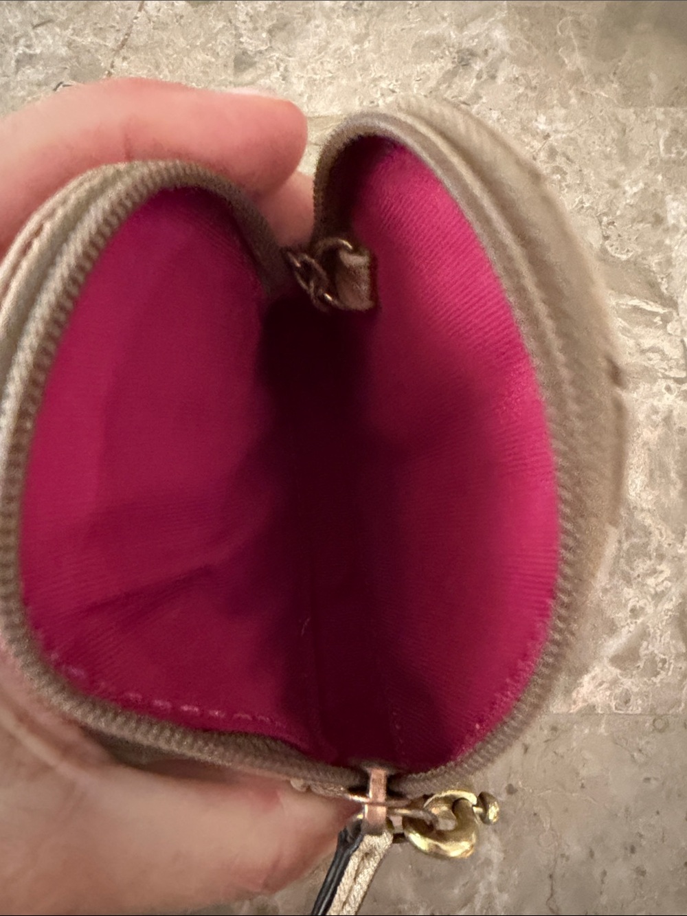 Coach Beige Signature Heart Coin Case Keychain with Blue, Pink & Yellow Accents - Picture 7 of 11